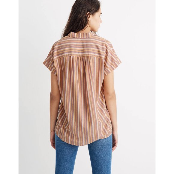 Madewell Central Drapey Shirt in Rainbow Stripe Size Small Oversized - Picture 2 of 12